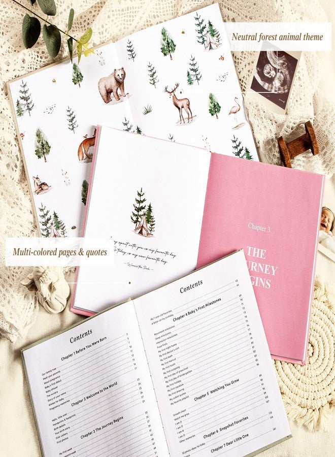 Lanpn Baby Memory Book for Boy Girl - The Story of You, Newborn Babys Book Keepsake Photo Album for New Parents, Linen Cover Baby First 5 Year Milestone Journal Scrapbook (Pink, 154 Pages) - Image 3